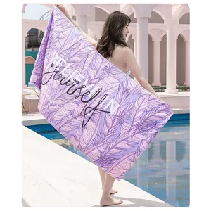 Wholesale Quick Drying Large Over Sized Waterproof Canvas Mat Shawl Blanket Microfiber Custom Printed Sand Free Beach Towel