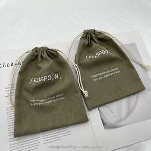 Sacs à cordon en coton lin Offre Spéciale pour pochette à poussière en tissu sac en lin de coton réutilisable avec logo personnalisé - Product Image 3