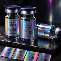 Étiquettes holographiques personnalisées pour flacons de peptides, autocollants imperméables pour petits échantillons, service d'impression QR et de numérotation par lots OEM