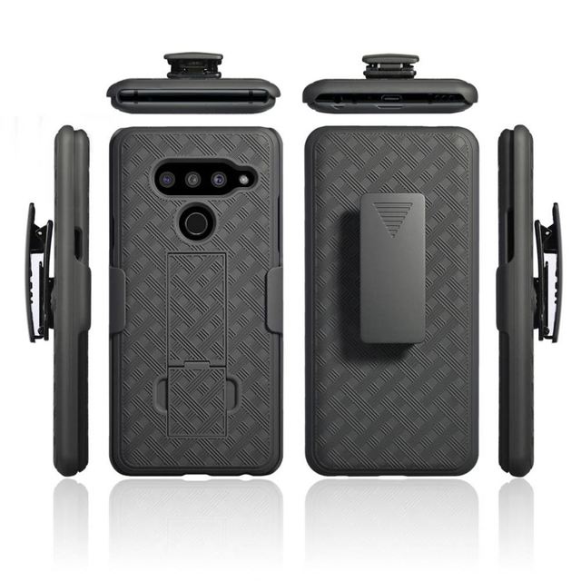 Flying TPU PC Armor Electroplate Stainless Steel Robot Mobile Phone Case Kickstand Foldable Black V50 Thinq Free Sample