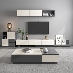 Noordse design klassieke <span class=keywords><strong>tv</strong></span>-meubelset, vloermodel, houten kast, meerdere opbergruimtes, modern, eenvoudig, woonkamer, slaapkamer, salontafel - Product Image 6