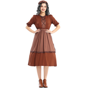 XJ TThe pioneer porte un costume brun foncé, se déguisant en nounou avec des bordures en dentelle - Product Image 3