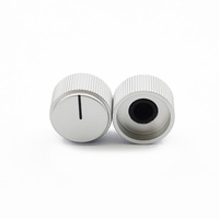 Bouton de contrôle du volume en aluminium CNC de 19 mm, finition argentée, pour amplificateur Hi-Fi, potentiomètre à axe en D de 6,35 mm, hauteur de 12 mm