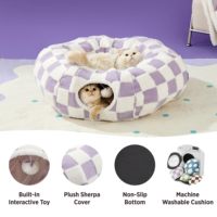 Tempat Tidur Terowongan Kucing Starmoon untuk Kucing di Dalam Rumah - Mainan Terowongan Donat Kucing yang Lucu untuk Kucing Kecil dan Besar dengan Bantal Bulat yang Dapat Dicuci