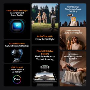 Wholasela DJI Osmo Pocket 3 Creator Combo 1CMOS Résolution 4K/120fps Caméra Vlog Suivi du visage/des objets Caméra numérique pour <span class=keywords><strong>YouTube</strong></span> - Product Image 5