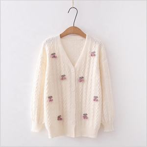 Mori Cardigan Chica Dulce Literatura y Arte Pequeño Suéter Fresco Suéter Tridimensional Cereza - Product Image 5