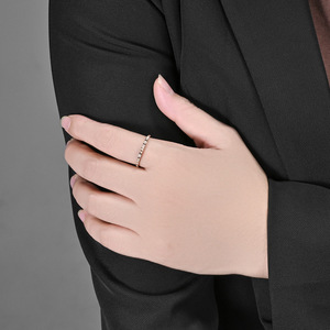 Diamond Encrusted <b>Titanium</b> Steel Pinky <b>Ring</b> Round Brilliant Cut Silver Gold Rose Gold Black Unisex Everyday Wear Jewelry - Product Image 4