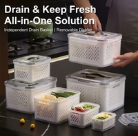 Conteneur de stockage alimentaire hermétique avec passoire amovible, grand format, transparent, compatible lave-vaisselle, organisateur de fruits et légumes pour la cuisine