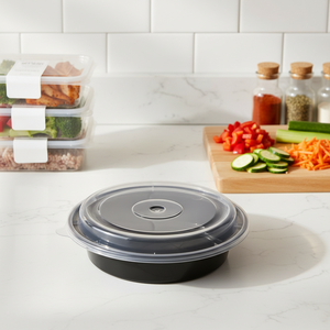 Eco Friendly Disposable PP Plastic Round Food Container with Lid <b>Microwave</b> Safe Portion Control Meal Prep Bowl <b>Storage</b> Case - Product Image 1