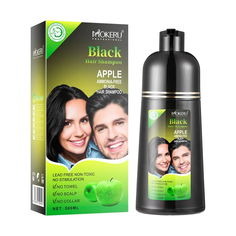 Customize Logo Gray Hair Color Treated For Black Wholesale Hair Dye Black Hair Colour Shampoo For Men