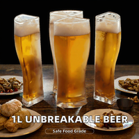 Ensemble de verres à vin et à bière en plastique transparent réutilisable de qualité alimentaire sans BPA, incassable, 1L