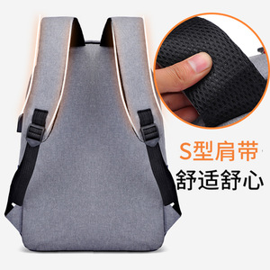 Unisex Backpack 15 Inches Solid Color Computer Interlayer Business Travel Lightweight Laptop Bag - Product Image 2