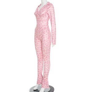 Viviblook D25ST349 nouvelles dames tenues automne nouveau à capuche imprimé léopard à manches longues pantalons de sport décontracté 2 pièces ensemble pour les femmes - Product Image 3