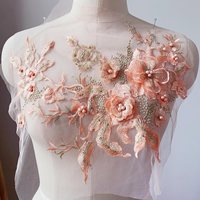Applique brodée 3D fleur à coudre, patch de broderie de luxe robuste avec sequins, corsage cousu DIY pour mariée