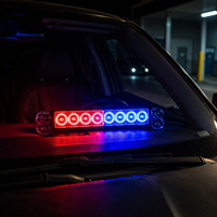 Feu de signalisation LED 12V pour pare-brise de voiture, rouge et bleu, clignotant stroboscopique, avec support à ventouse et câble spiralé de 2m pour utilisation en urgence
