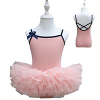 Robe tutu rose marine à nœud pour filles, tenue d'été de danse pour enfants, idéale pour la pratique de la danse et les examens de danse