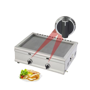 Parrilla <span class=keywords><strong>industrial</strong></span> de <span class=keywords><strong>barbacoa</strong></span> de <span class=keywords><strong>gas</strong></span> portátil sin humo para interiores de 2 quemadores Horno plano compacto - Product Image 1