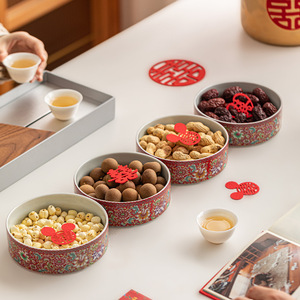 Assiette à fruits en céramique émaillée chinoise, plat rond en porcelaine pour fruits secs, idéal pour les mariages et la présentation sur table à la maison - Product Image 5