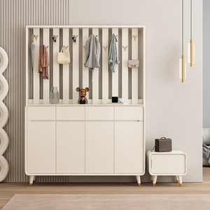 Mueble de Entrada Moderno y Minimalista Estilo Crema con Ganchos para Abrigos, Gran Capacidad, Multifuncional, Ecológico, <span class=keywords><strong>Zapatero</strong></span> de Madera - Product Image 2