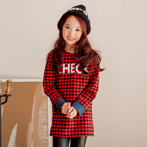 T-shirt à manches longues pour enfants, à carreaux, personnalisé, avec étiquette privée, ourlet long, fabriqué en Chine - Product Image 5