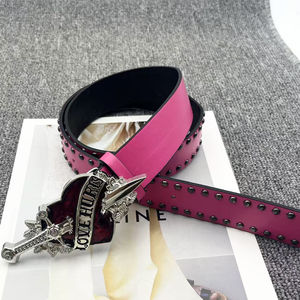 <span class=keywords><strong>Ceinture</strong></span> pour homme de style punk vintage européen et américain, design à flèche unique et cœur percé, en alliage, PU et plastique, ceintures transfrontalières - Product Image 2