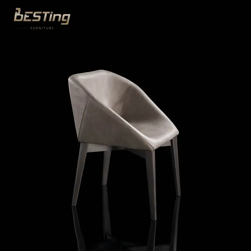 Silla de comedor de último diseño minimalista de lujo moderno italiano, silla de comedor hexagonal W de alta calidad de cuero genuino hecha a medida
