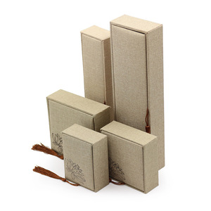 Servicios Personalizados Disponibles, Caja de Joyería de Estilo Retro Chino, Material de Lino, Caja de Joyería Decorativa con Borlas - Product Image 3