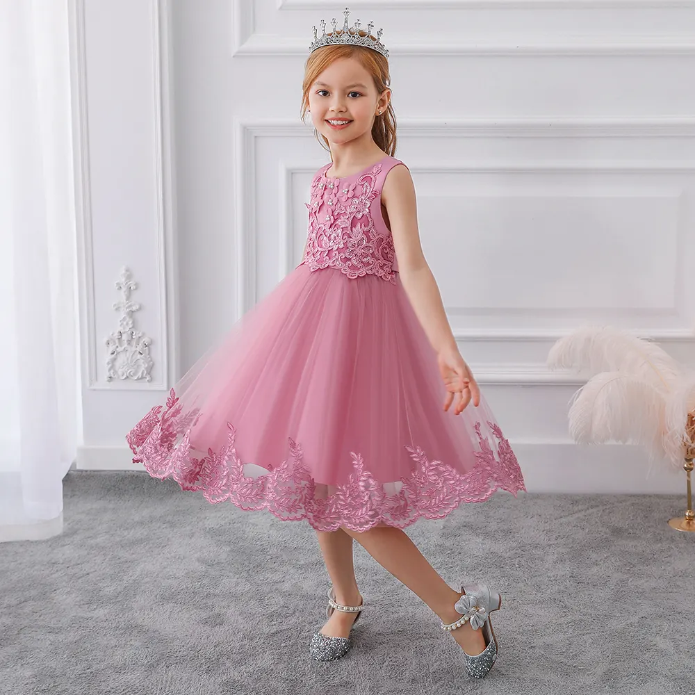MQATZ-vestido bordado a la moda para niña, vestido de flores para niña pequeña, vestidos de fiesta L5097