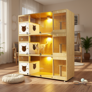 Meuble de cage pour <span class=keywords><strong>chat</strong></span> d'intérieur moderne avec enclos en verre, <span class=keywords><strong>appartement</strong></span> et solution de logement de luxe pour <span class=keywords><strong>chat</strong></span>, idéal pour les animaleries et l'usage domestique - Product Image 4