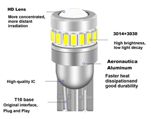 टी 10 सुपर ब्राइट एलईडी लैंप 12 वी कैबस वेज बल्ब 18smd 3014 और 1smd 3030 प्रोजेक्टर ने कार इंटीरियर नई स्थिति के लिए प्रकाश का नेतृत्व किया - Product Image 6