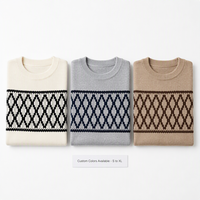 Pull en maille jacquard géométrique personnalisé OEM pour femme, col rond, en polyester, vente en gros