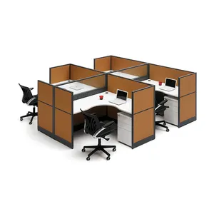 Furnitur komersial stasiun kerja kantor terlaris 4 set meja kayu partisi modular kantor