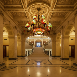 Lámpara de Araña de Estilo Europeo Tiffany con Vidrio de Colores LED de 12 Cabezas con Diseño de Loros para Iluminación y Decoración de Sala de Estar, KTV y Villas - Product Image 1