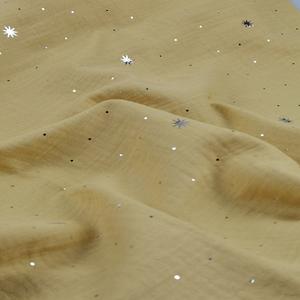 Usine directe en gros 100% coton <span class=keywords><strong>Double</strong></span> <span class=keywords><strong>gaze</strong></span> mousseline froissée tissu tissé avec étoile en feuille de ruban d'or pour filles garçons vêtements - Product Image 3