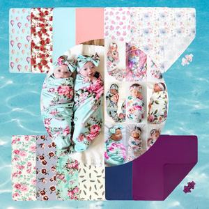 Ensemble cadeau personnalisé ODM avec couverture d'été pour bébés garçons et filles, bonnet et bandeau, couverture 120*120cm pour siège <span class=keywords><strong>auto</strong></span> bébé - Product Image 1