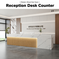Comptoir de réception minimaliste moderne pour entreprise, hôtel, hall d'entrée, agence immobilière, personnalisable, luxe léger