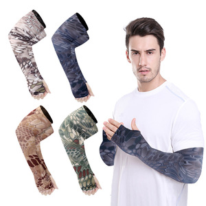 Mangas de protección solar con estampado de pitón UPF 50 con orificios para los pulgares, mangas para brazos para exteriores para hombres - Product Image 1