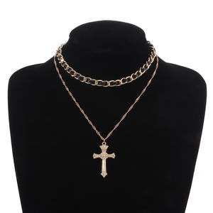 Accessories Cross Pendant Personality Women's Necklace Fashion Trend Black Leather Strap - Product Image 4