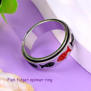 Bague anti-stress inspirante en acier inoxydable « Nager <span class=keywords><strong>contre</strong></span> le courant » pour femmes, vente en gros - Product Image 4