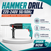 Marteau perforateur rotatif filaire PUSELLO 620W 220-240V 50/60Hz SDS-PLUS 24mm pour perçage du béton Vente en gros OEM