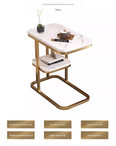 Bàn cà phê lưu trữ đôi hiện đại với kệ kim loại có thể mở rộng và di động cho phòng khách phòng ngủ hoặc nội thất văn phòng tại nhà - Product Image 6