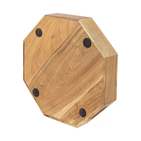 Plateau de service octogonal moderne en bois d'acacia avec poignées découpées, idéal pour le salon ou le bureau, personnalisable, vente en gros usine