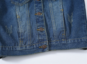 Chaqueta acolchada de moda personalizada corta para <span class=keywords><strong>mujer</strong></span>, venta al por mayor, nueva Veste En Jean de mezclilla con decoración de botones de talla grande - Product Image 6