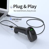 Lector de Códigos de Barras Portátil Xincode 1D, Escáner de Códigos de Barras Láser con Cable para Sistema POS, Logística de Almacén, Pistola Escáner de Códigos de Barras X-9700