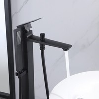 Robinet de baignoire HONGDEC de haute qualité, monocommande, doré, sur pied, mitigeur eau chaude et froide pour salle de bain