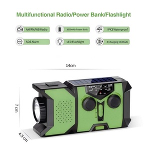 <span class=keywords><strong>Radio</strong></span> à manivelle solaire d'urgence Offre Spéciale portable avec lampe de poche LED <span class=keywords><strong>Radio</strong></span> météo AM/FM/NOAA Banque d'alimentation rechargeable 2000mAh - Product Image 3