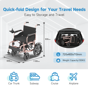 Sedia a Rotelle Elettrica Pieghevole Portatile per Adulti, Leggera, con Batteria al Piombo-Acido, Approvata per il Trasporto Aereo - Product Image 3