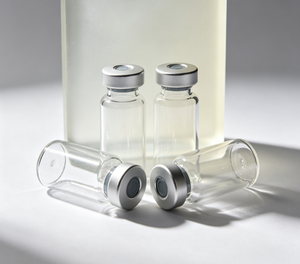 Frascos de Vidrio de Borosilicato de 3 ml, 5 ml y 10 ml con Cuello Prensado y Tapas de Sellado Abatibles de Aluminio Plateado - Product Image 1