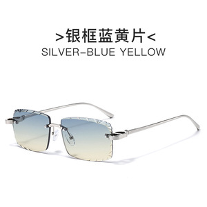 Gafas de Sol Rectangulares Sin Montura, Lentes Grises Degradados, Protección UV400, Estilo Casual para Hombre, Moda 2026 - Product Image 4