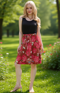 Gonna Midi a Trapezio Floreale da Donna Dolado, Vita Naturale, in Chiffon Poliestere Cotone, Comoda, Casual, per Tutte le Stagioni, Stampa - Product Image 2